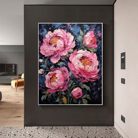 Abstract Peony Oil Painting on Canvas, Original